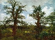Caspar David Friedrich Landscape with Oak Trees and a Hunter Spain oil painting artist
